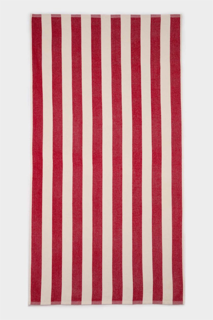 Kadın Kırmızı Desenli Pamuklu Plaj Havlusu