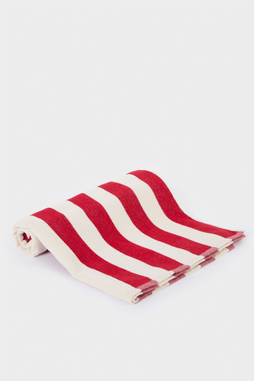 Kadın Kırmızı Desenli Pamuklu Plaj Havlusu