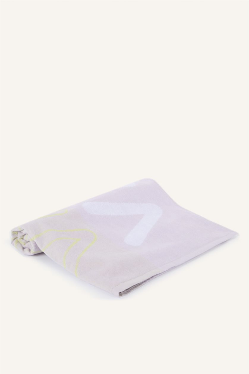 Kadın Lila Desenli Pamuklu Plaj Havlusu
