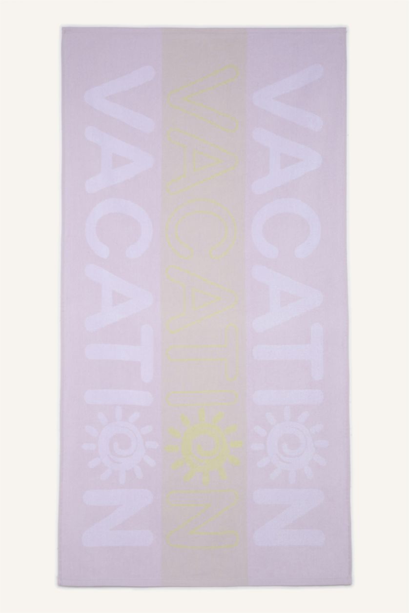 Kadın Lila Desenli Pamuklu Plaj Havlusu
