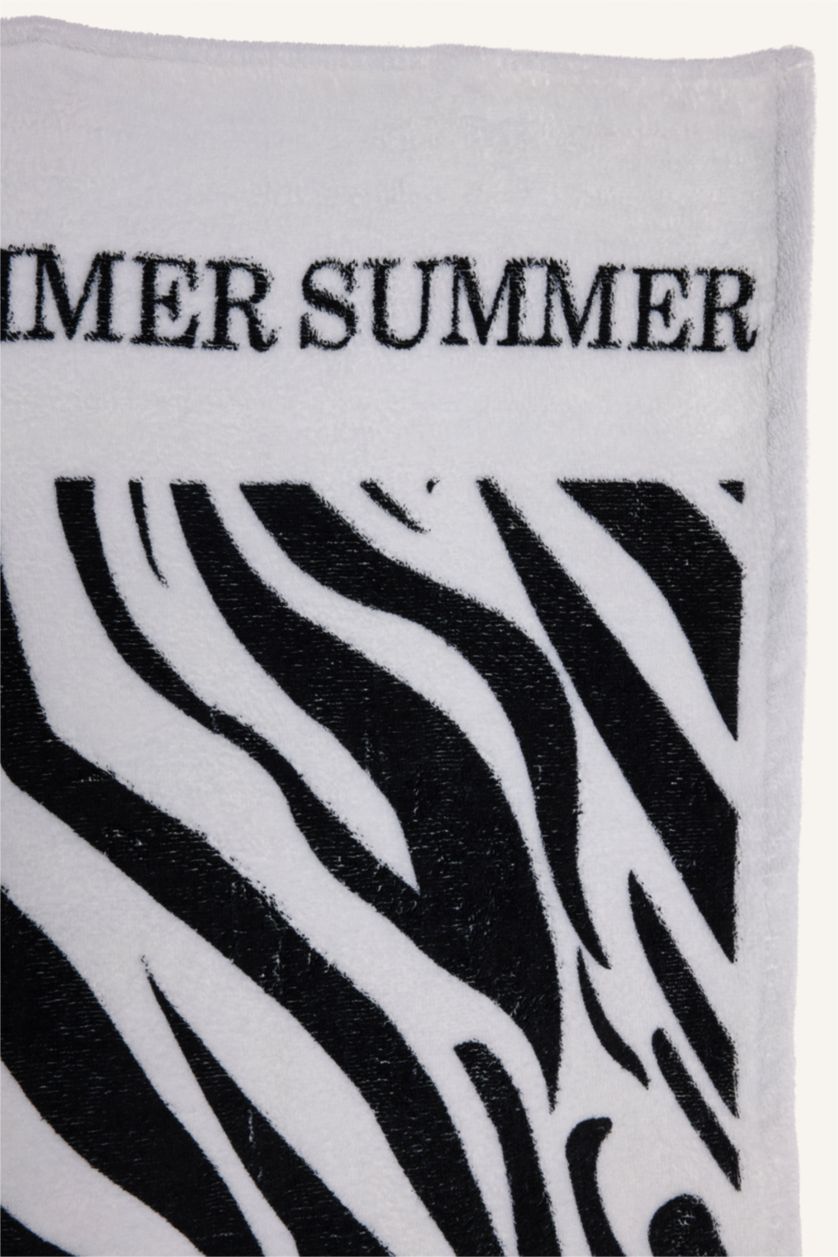 Kadın Siyah Desenli Pamuklu Plaj Havlusu