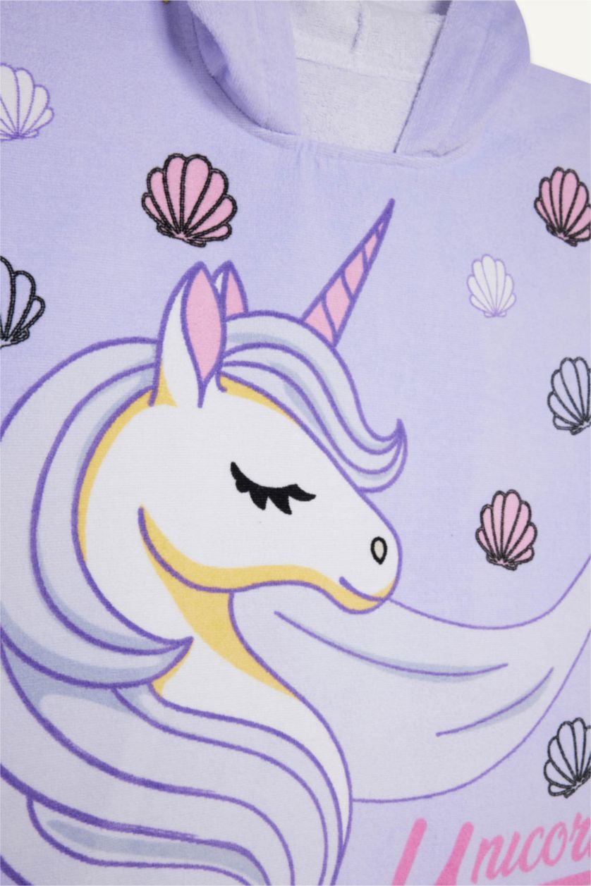 Girls & Teens Lilac Girl Printed Cotton Poncho Towel
