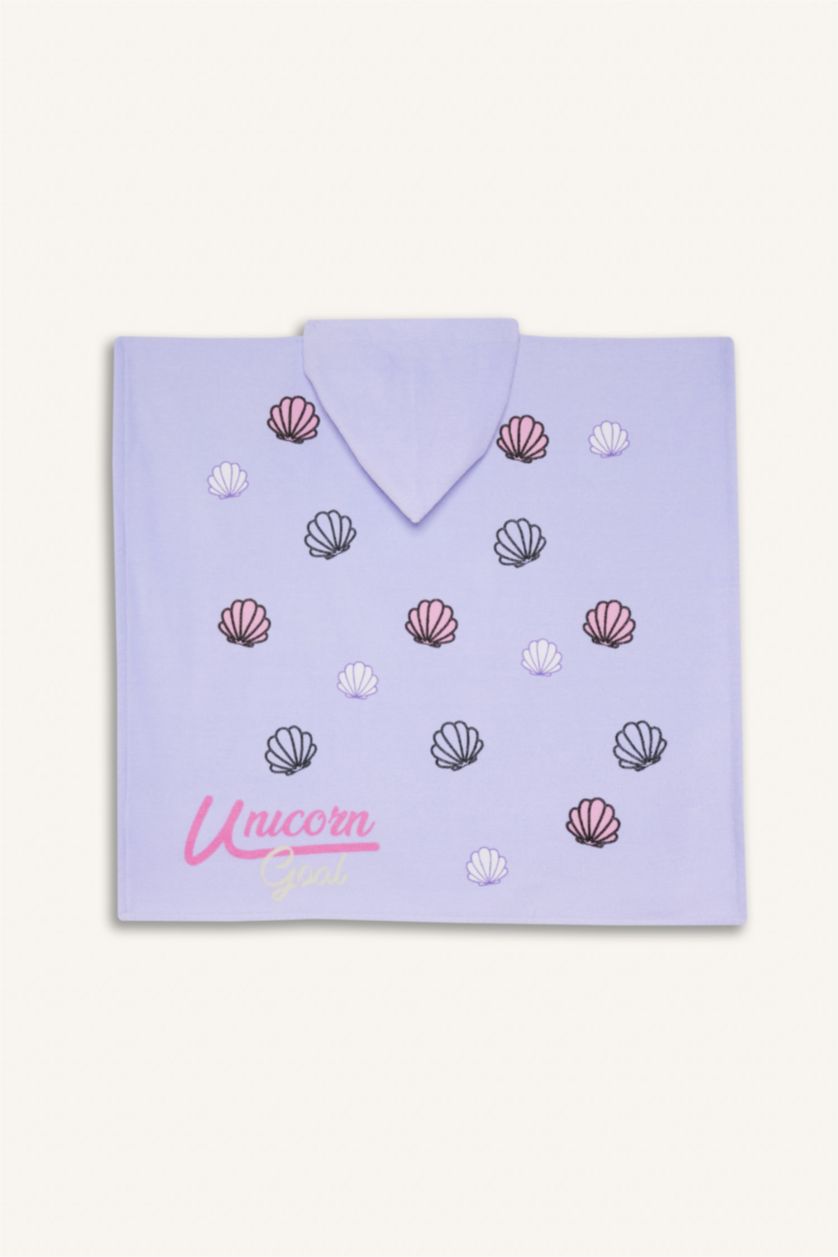 Girls & Teens Lilac Girl Printed Cotton Poncho Towel