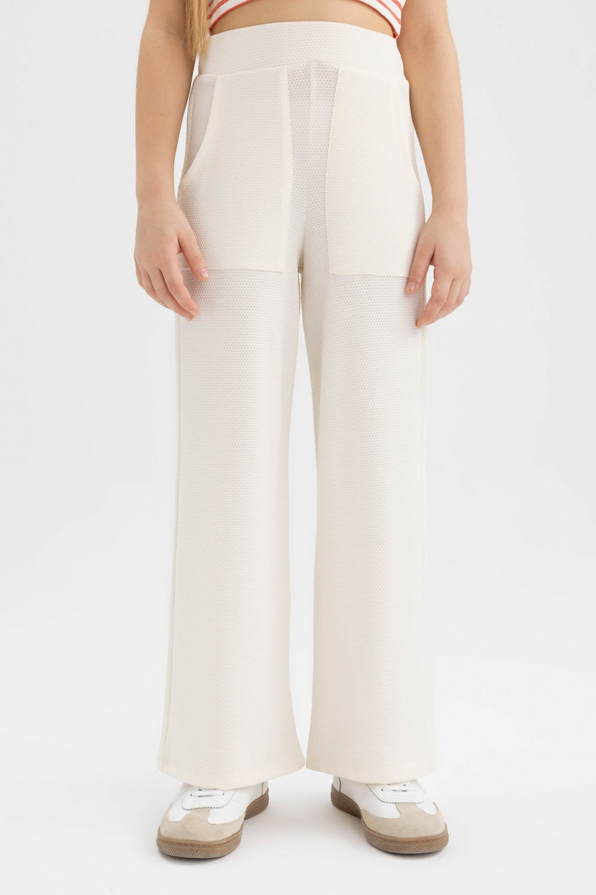 Kız Çocuk - Genç Kız Ekru Wide Leg Eşofman Altı Kız Çocuk