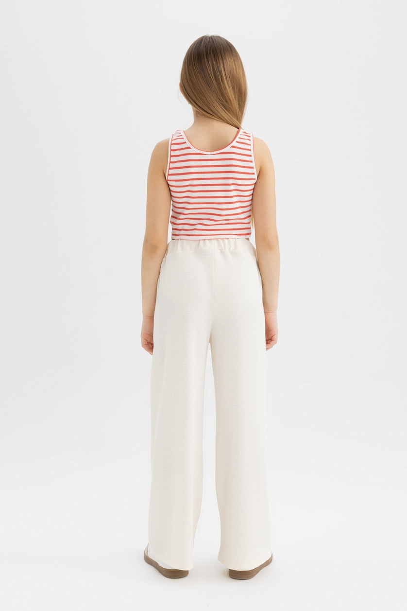 Kız Çocuk - Genç Kız Ekru Wide Leg Eşofman Altı Kız Çocuk