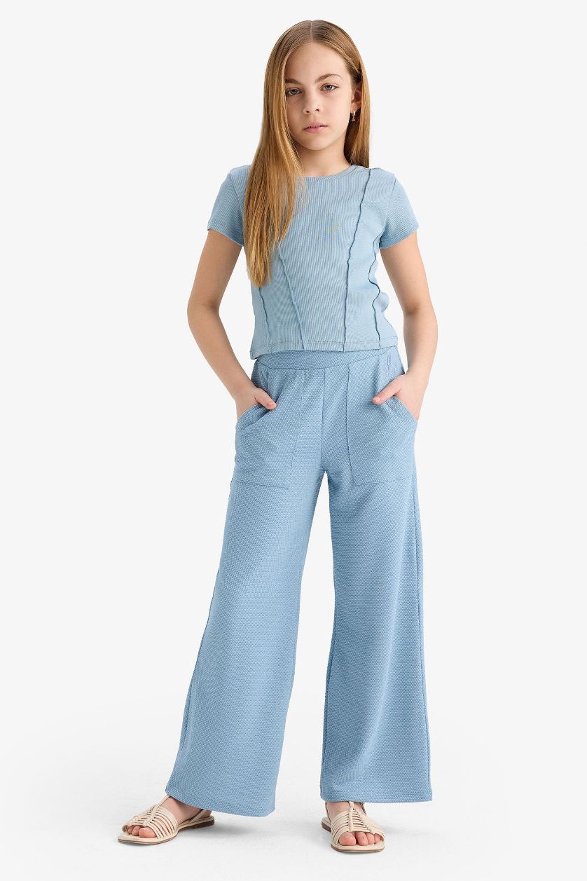 Girls & Teens Blue Girl Wide Leg Elastic Waist Sweatpants