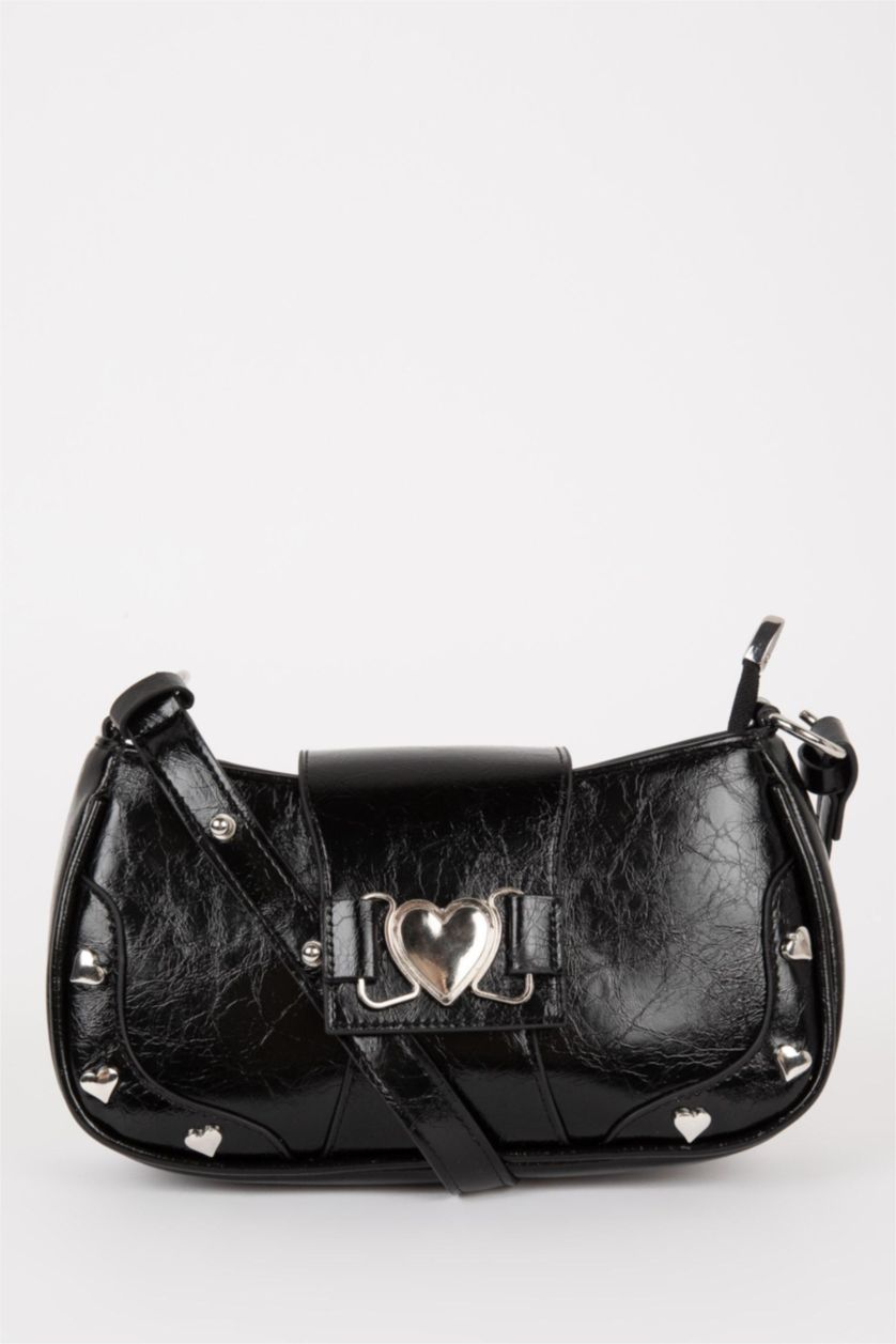 Women Black Faux Leather Shoulder bag