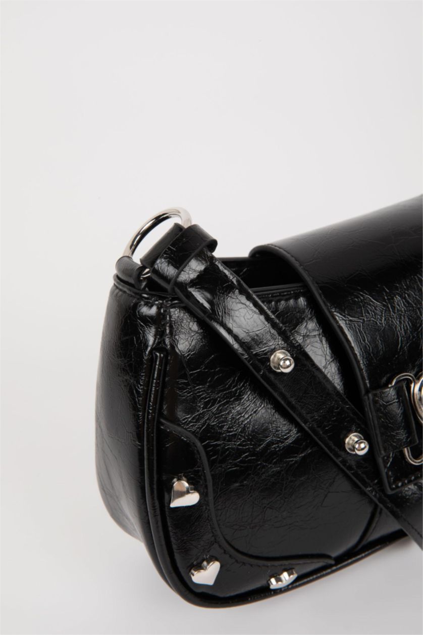 Women Black Faux Leather Shoulder bag