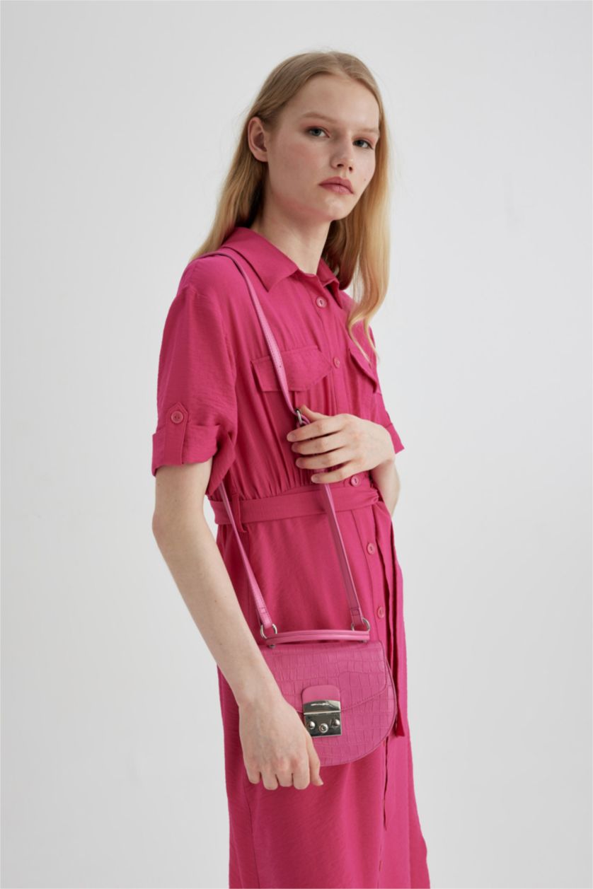 Kadın Pembe Suni Deri Omuz Çantası