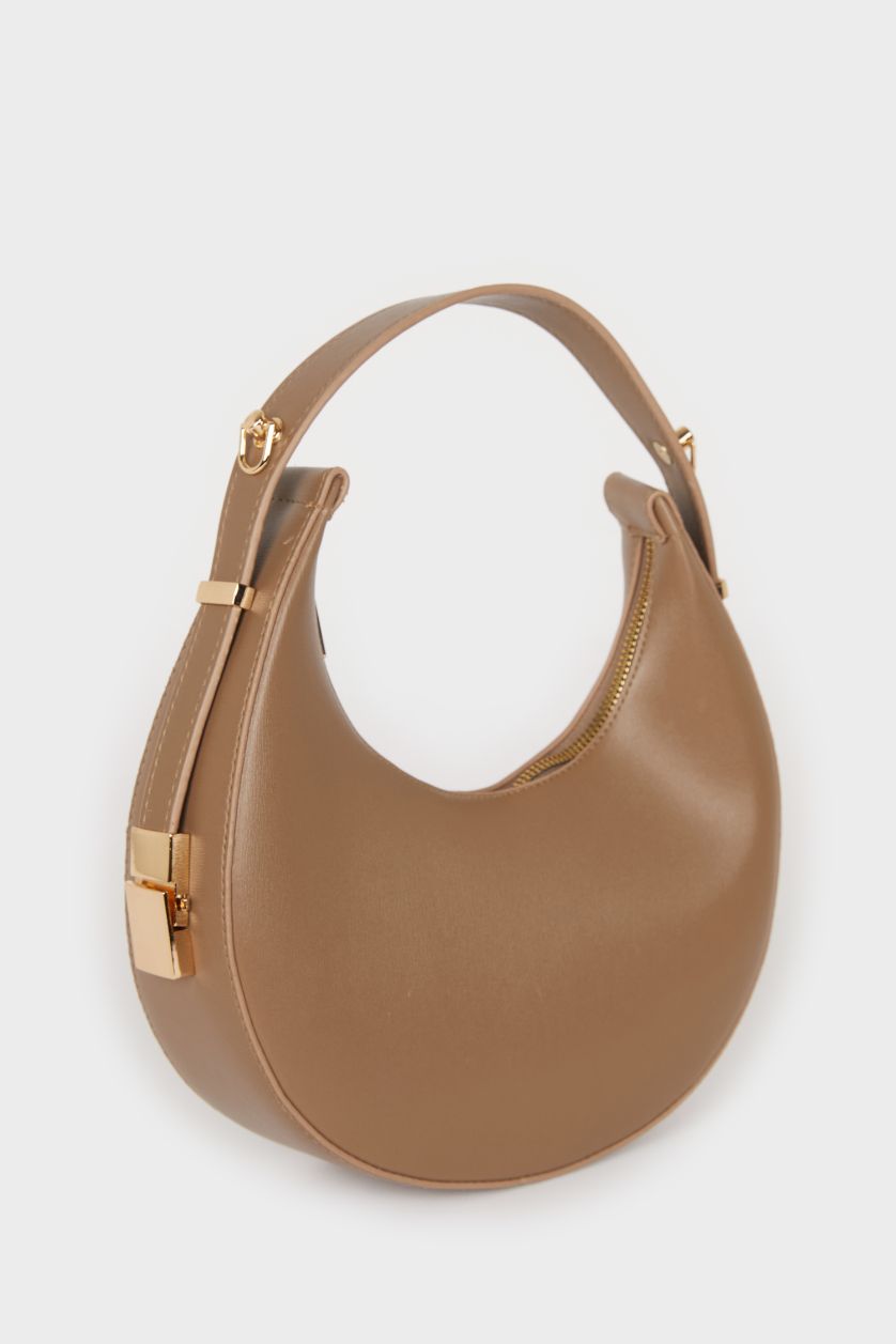 Kadın Koyu Vizon Kadın Suni Deri Omuz Çantası