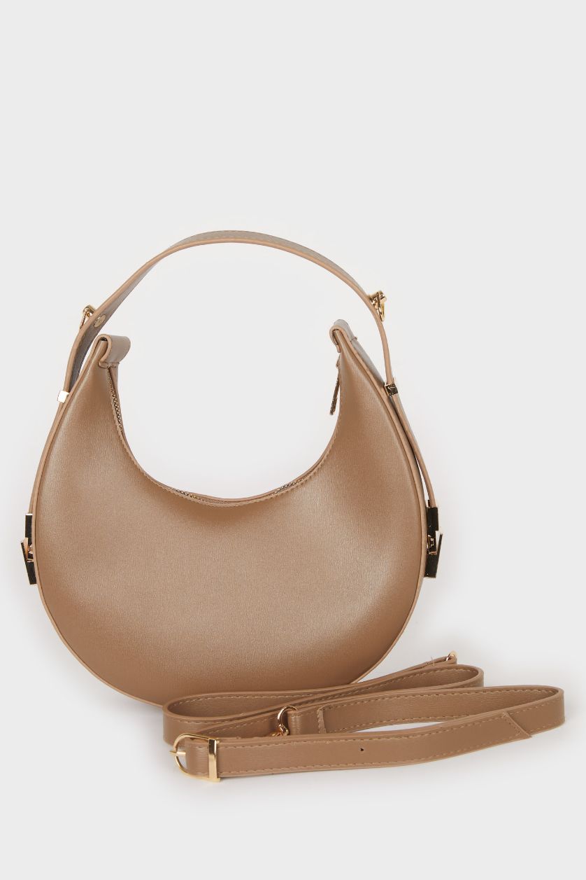 Kadın Koyu Vizon Kadın Suni Deri Omuz Çantası