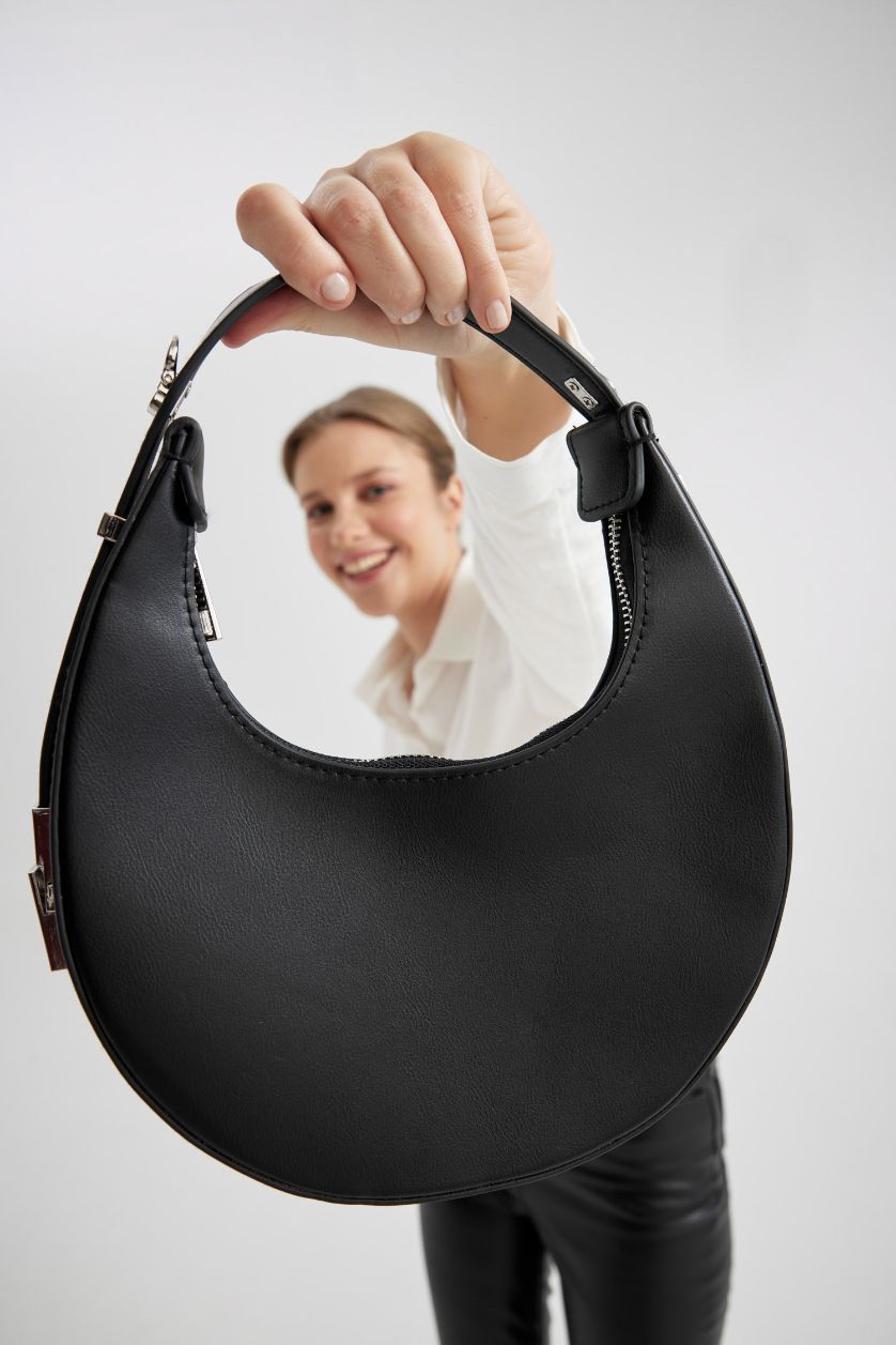 نساء أسود جنطة كتف نسائي جلد صناعي