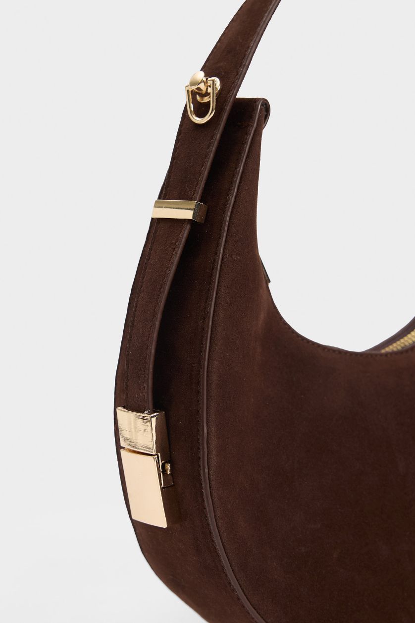 Kadın Koyu Kahve Kadın Süet Omuz Çantası