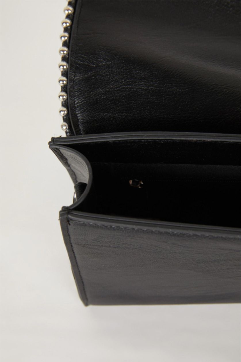 Kadın Siyah Kadın Zımba Detaylı Suni Deri Omuz Çantası