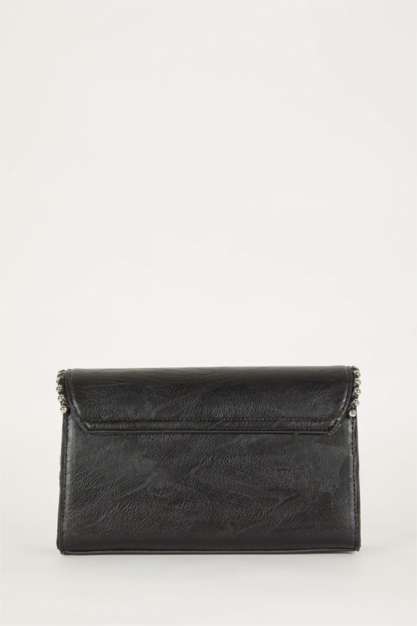 Kadın Siyah Kadın Zımba Detaylı Suni Deri Omuz Çantası