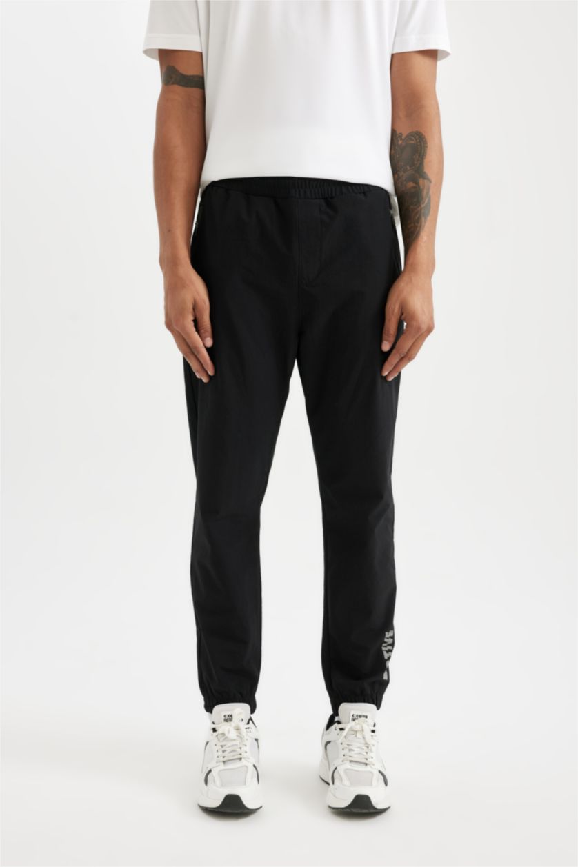 Man Black Slim Fit Woven Jogger