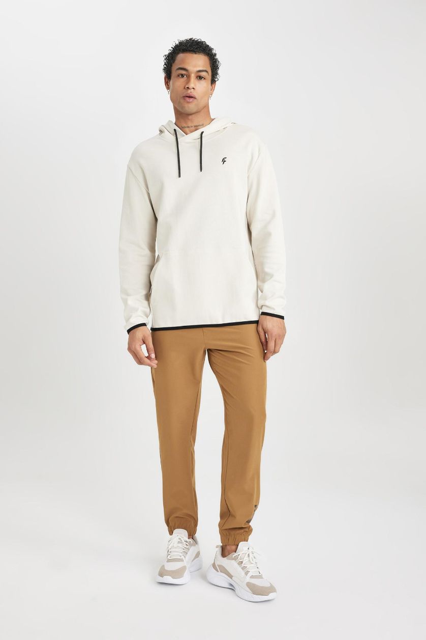 Erkek Haki Dokuma Esnek Multifonksiyonel Sporcu Jogger Eşofman Altı Slim Fit Dar Kesim Çift Cepli