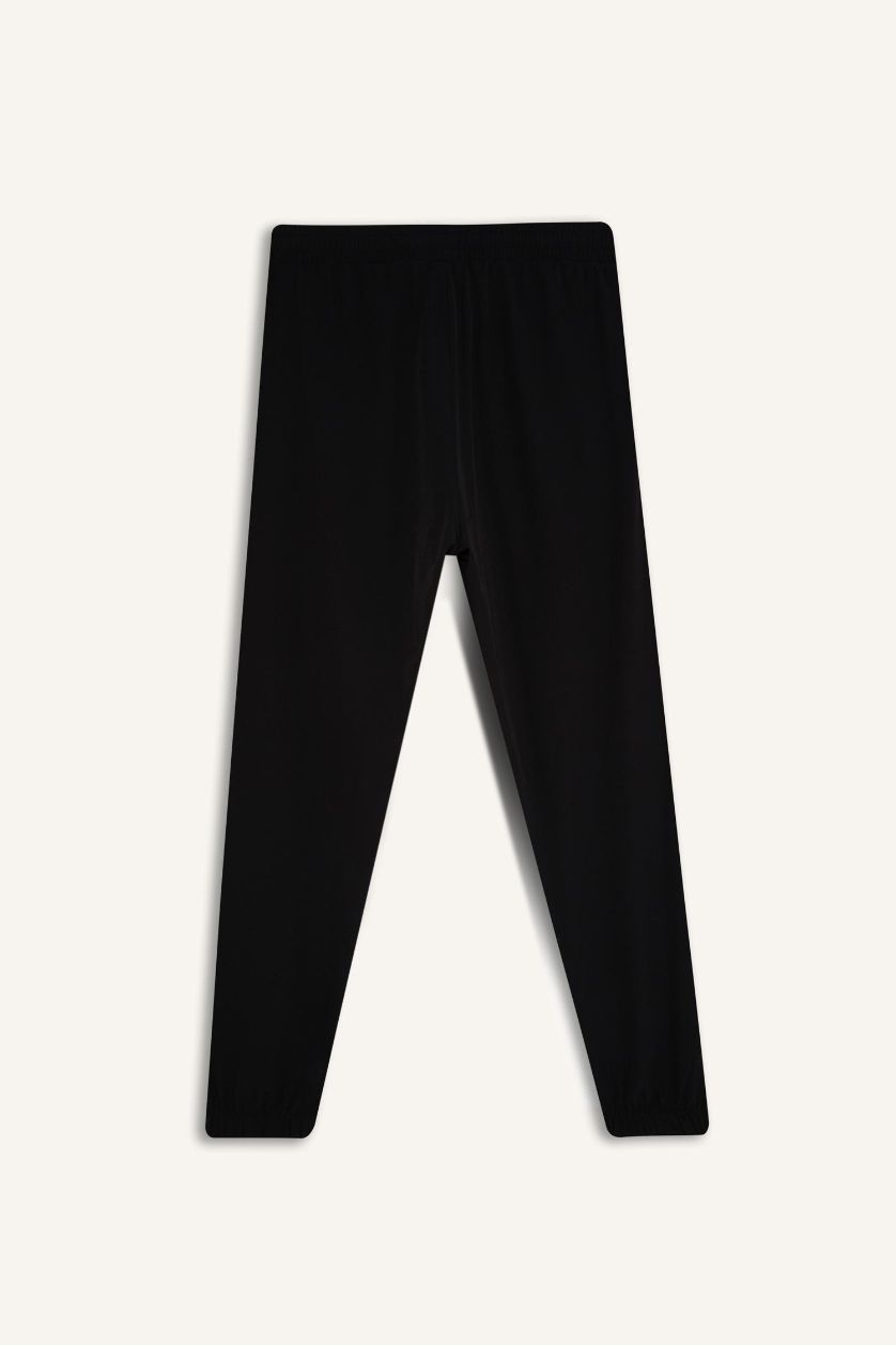 Erkek Siyah Dokuma Esnek Multifonksiyonel Sporcu Jogger Eşofman Altı Slim Fit Dar Kesim Çift Cepli