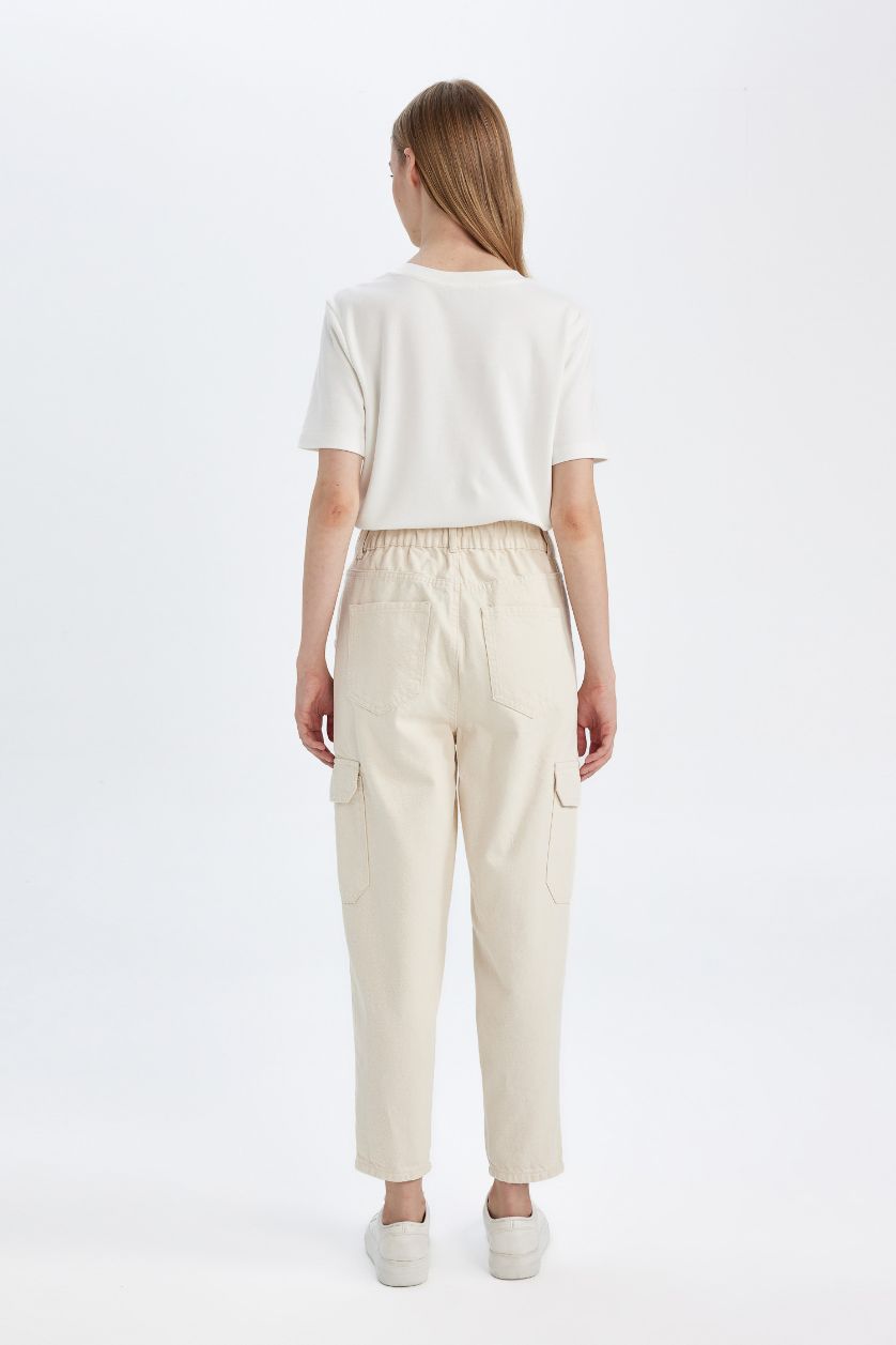 Женщины Бежевый Джинсы Paperbag  с высокой талией