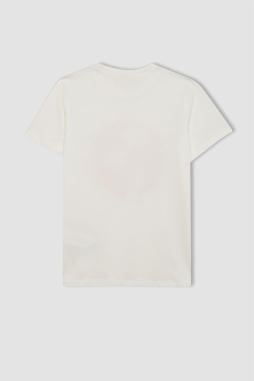 Boys & Teens Light Orange Boy Palm Tree Patterned T-Shirt Swim Shorts 2 Piece Set