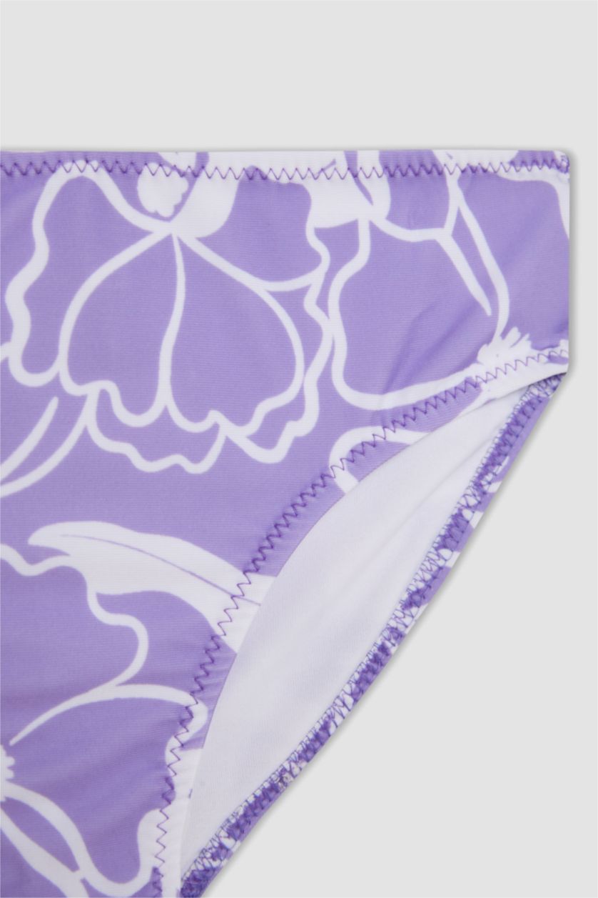 Kız Çocuk - Genç Kız Lila Kız Çocuk Çiçekli Bikini Takımı