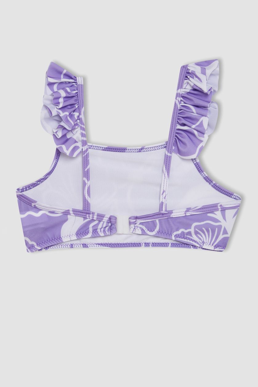 Kız Çocuk - Genç Kız Lila Kız Çocuk Çiçekli Bikini Takımı