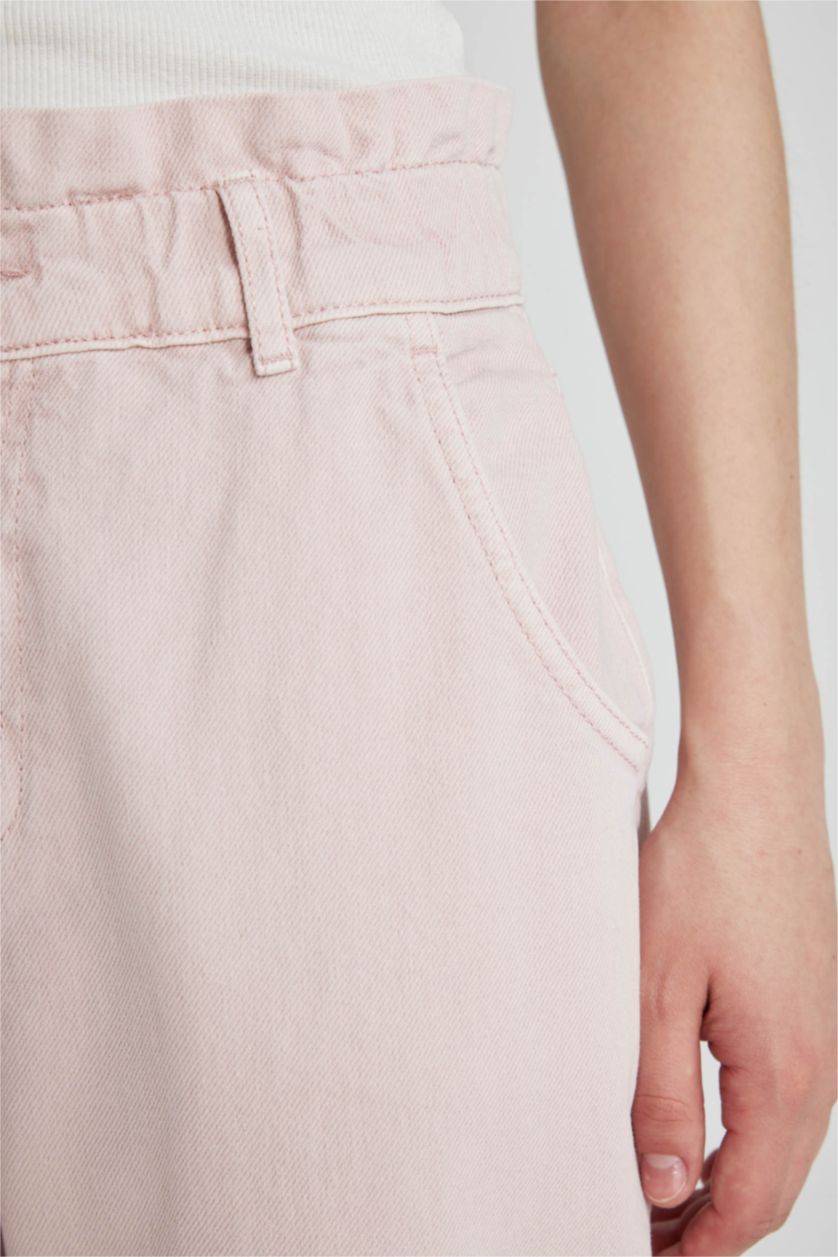 نساء زهري فاتح بنطرون جينز بيبرباج بخصر عالي