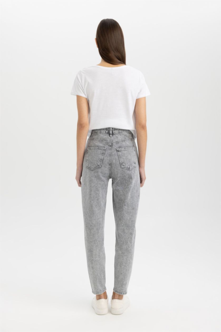 WOMAN Grey Lina Mom Fit High Waist Ankle Length Jeans