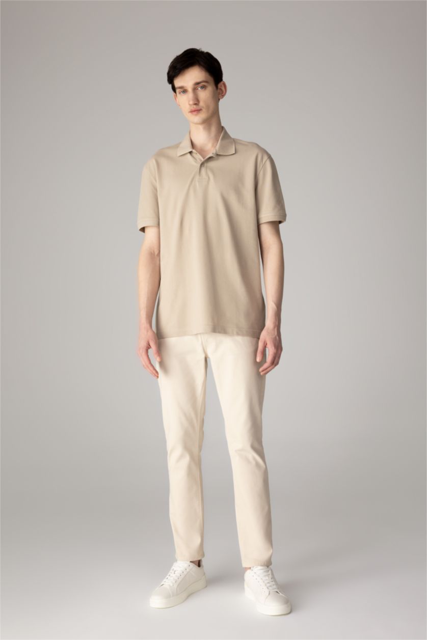 Erkek Bej %100 Pamuk Regular Fit Polo Yaka Kısa Kollu Basic Düz Pike Kumaş Tişört