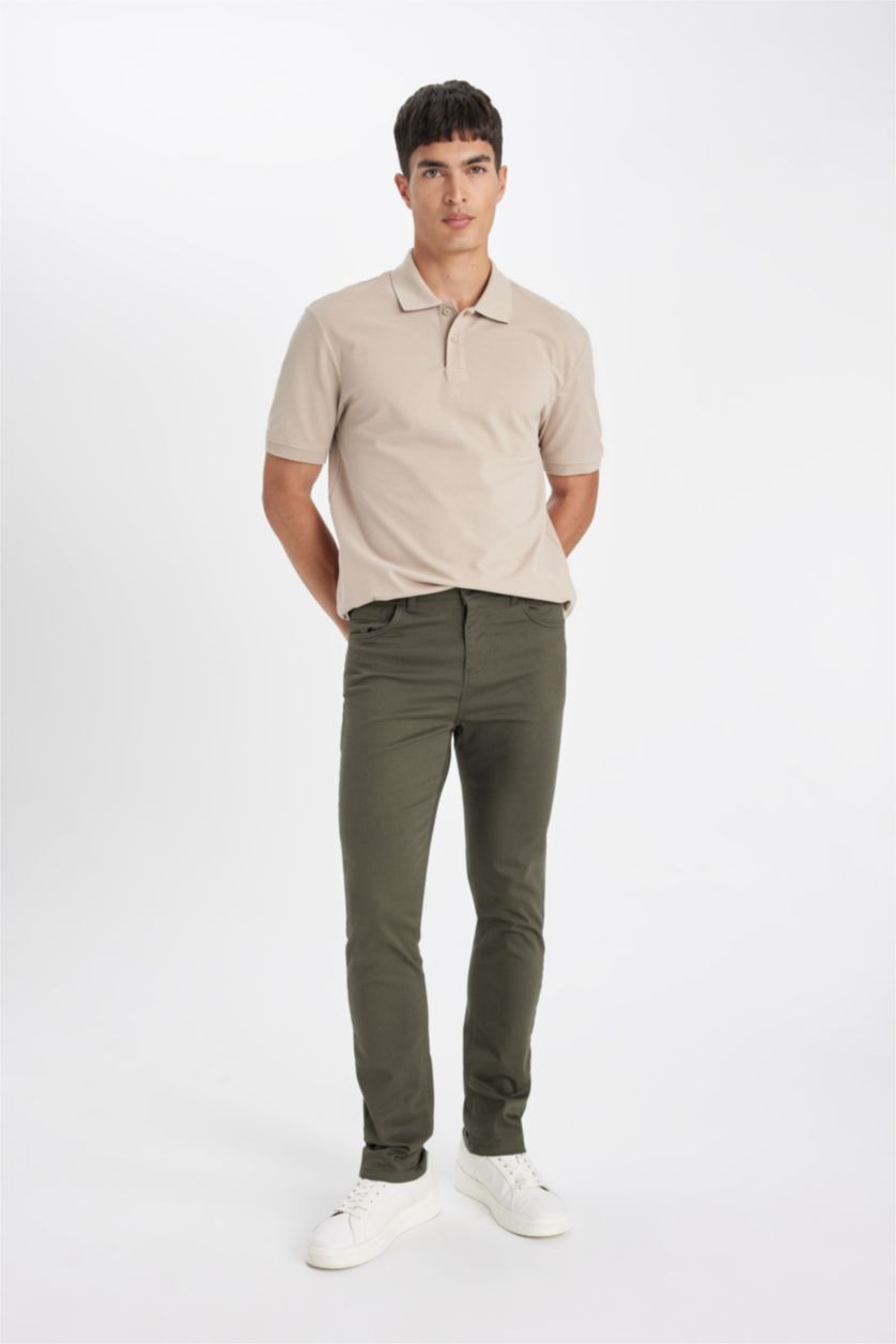 Erkek Bej %100 Pamuk Regular Fit Polo Yaka Kısa Kollu Basic Düz Pike Kumaş Tişört