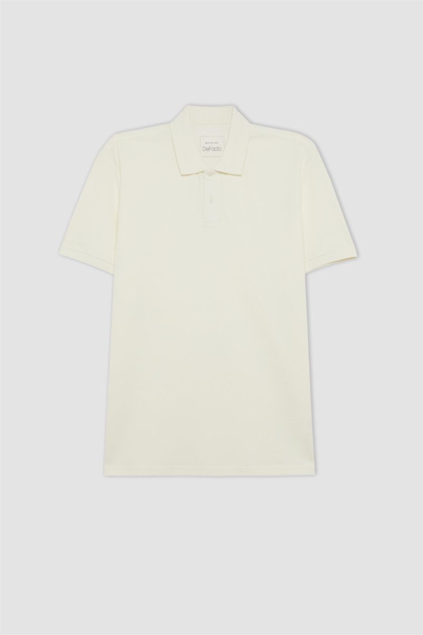 Men Ecru New Regular Fit Pique Short Sleeve Polo T-Shirt