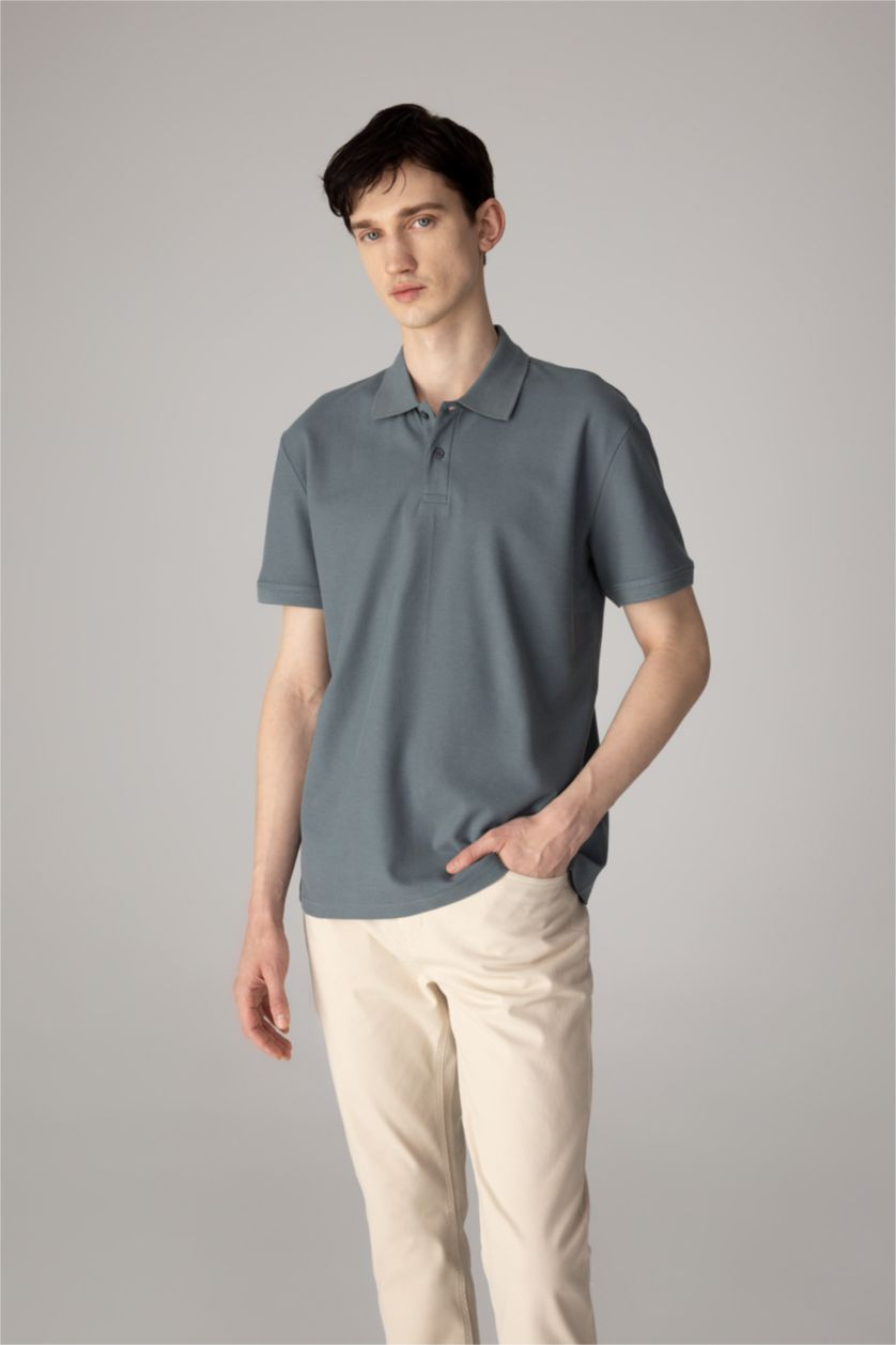 رجال رمادي New Regular Fit Pique Short Sleeve Polo T-Shirt
