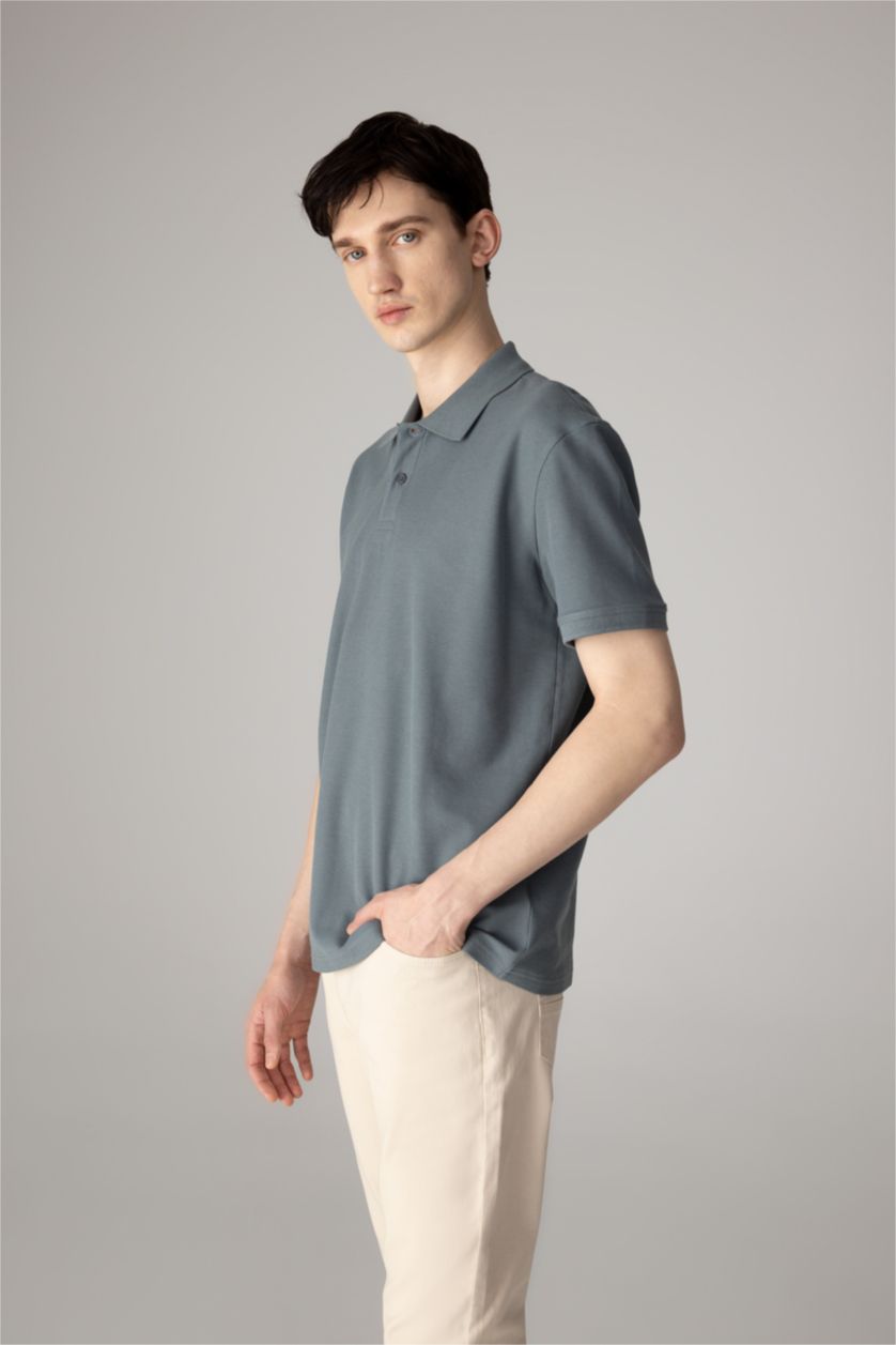 رجال رمادي New Regular Fit Pique Short Sleeve Polo T-Shirt