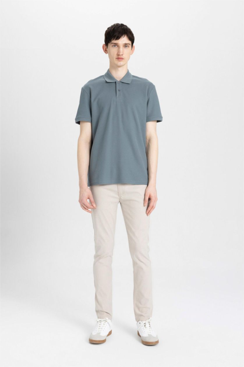 رجال رمادي New Regular Fit Pique Short Sleeve Polo T-Shirt