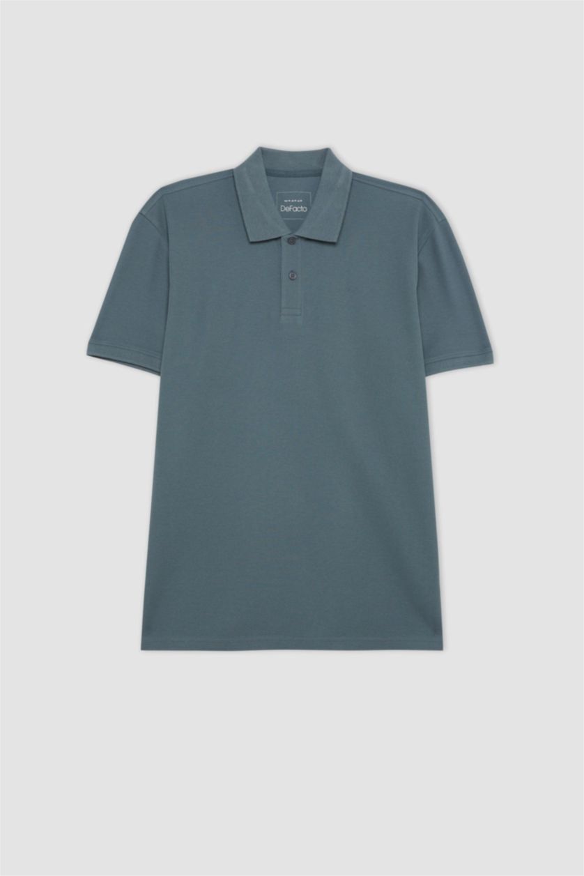 رجال رمادي New Regular Fit Pique Short Sleeve Polo T-Shirt