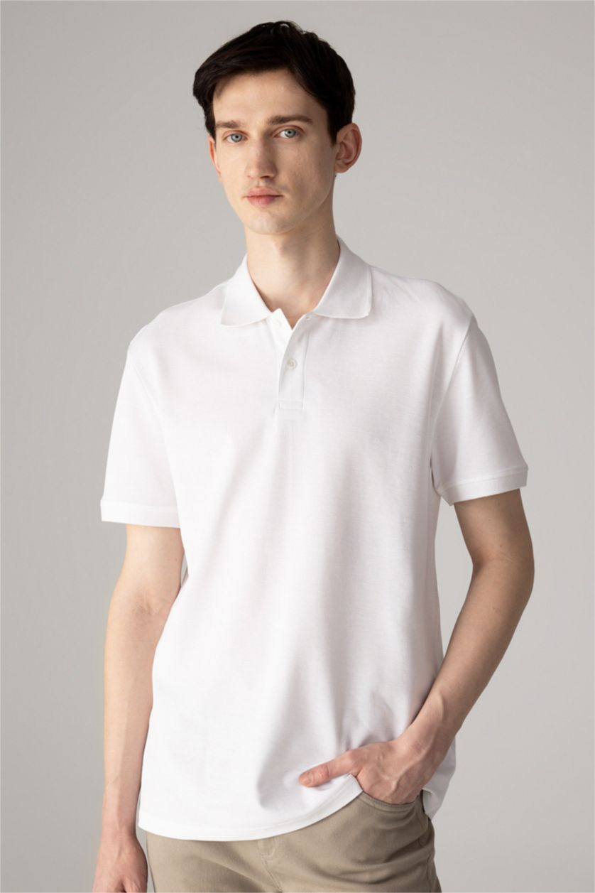 MAN White New Regular Fit Pique Short Sleeve Polo T-Shirt