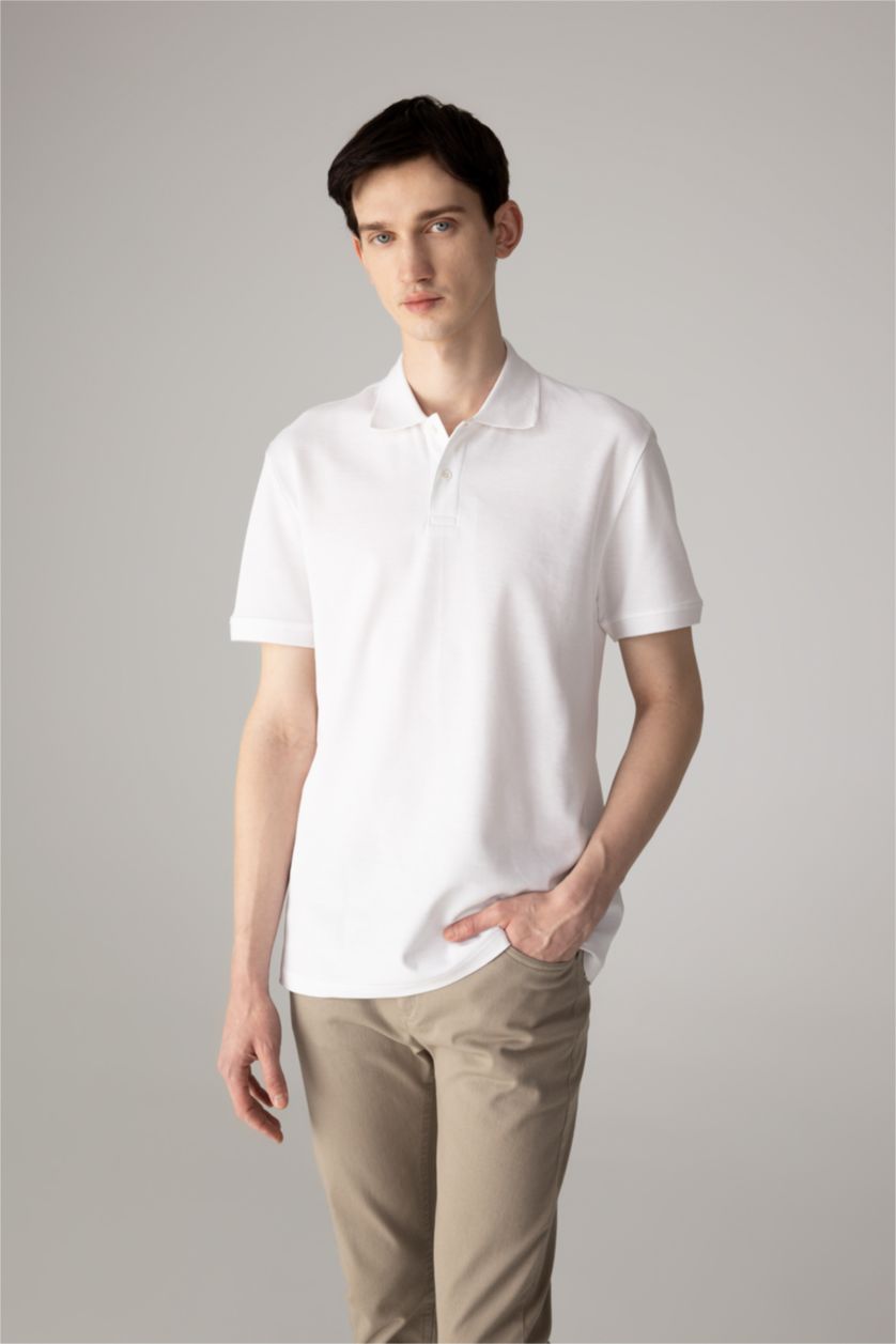 MAN White New Regular Fit Pique Short Sleeve Polo T-Shirt