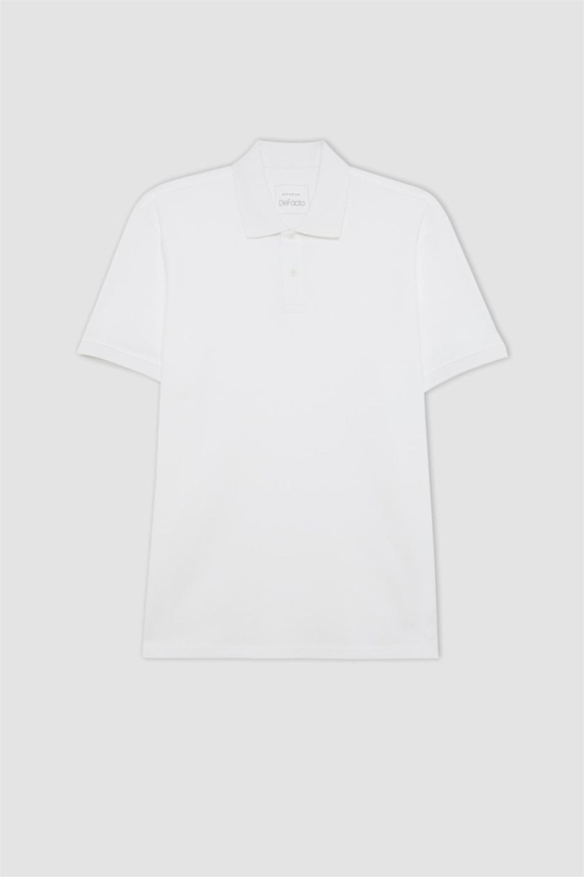 MAN White New Regular Fit Pique Short Sleeve Polo T-Shirt