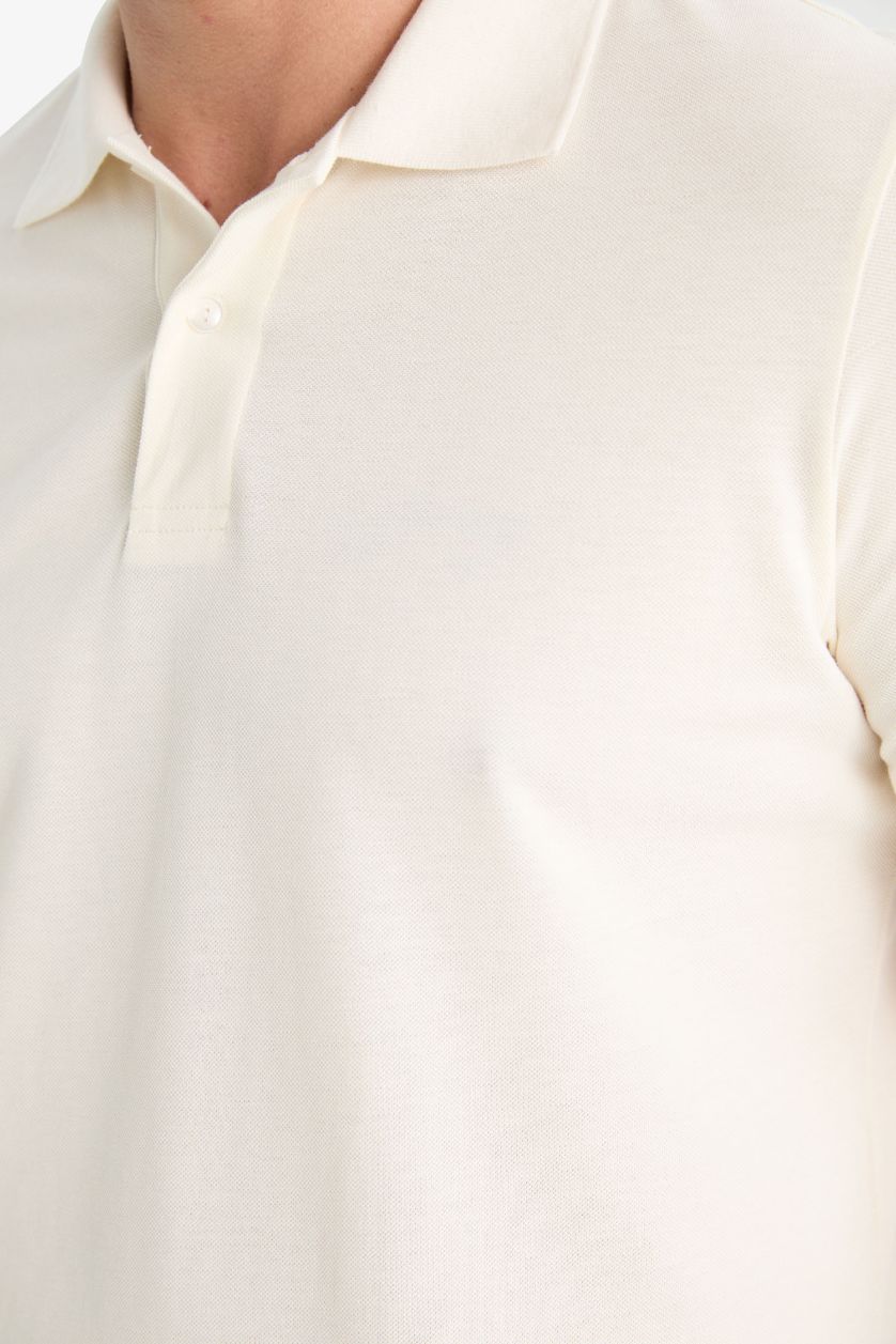 رجال بيج فاتح تيشيرت بولو بيكة قصة عادية برقبة بولو