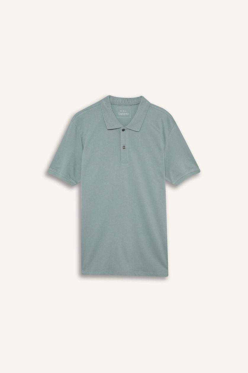 Erkek Açık Gri %100 Pamuk Regular Fit Polo Yaka Kısa Kollu Basic Düz Pike Kumaş Tişört