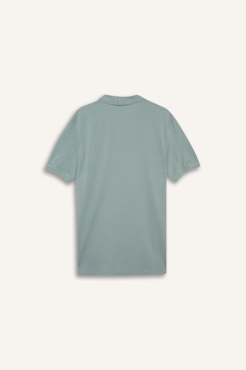 Erkek Açık Gri %100 Pamuk Regular Fit Polo Yaka Kısa Kollu Basic Düz Pike Kumaş Tişört