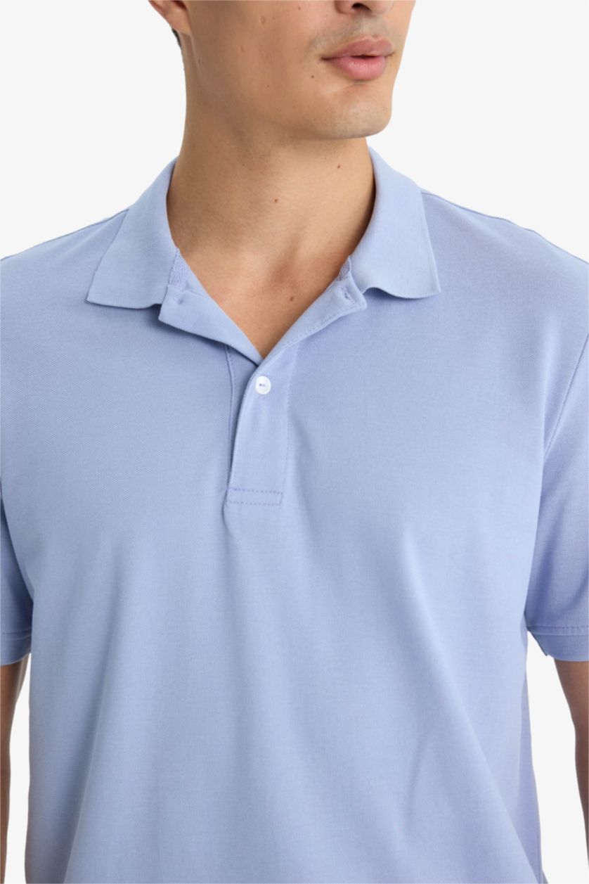 Man Lilac Regular Fit Polo Collar Pique Polo T-Shirt