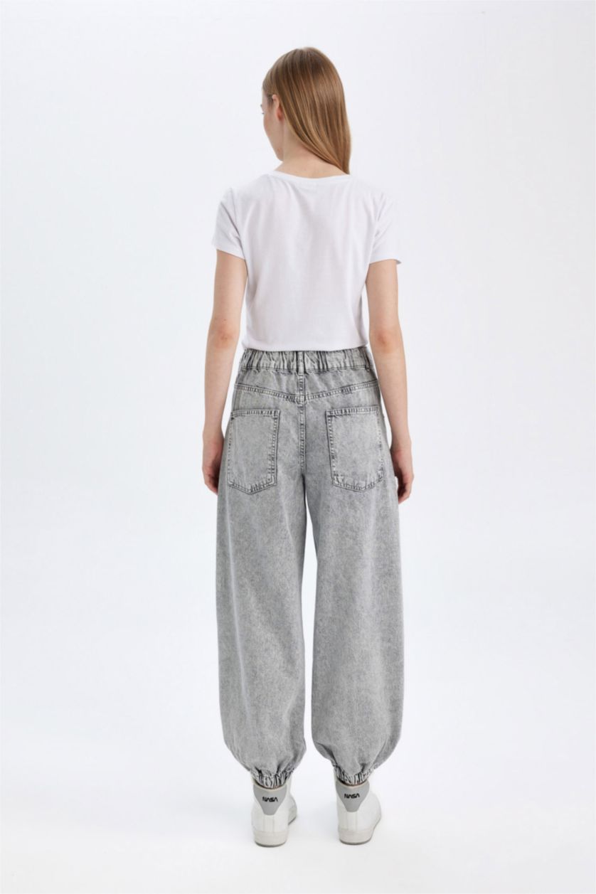 WOMAN Grey Jogger High Waist Ankle Length Jeans