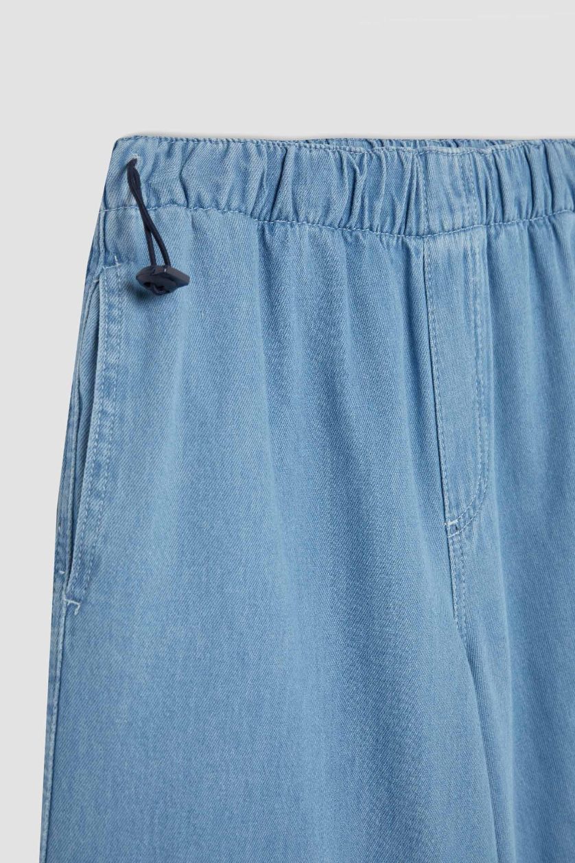 Kadın Açık Mavi Jogger Yüksek Bel Bilek Boy Paraşüt Jean Pantolon