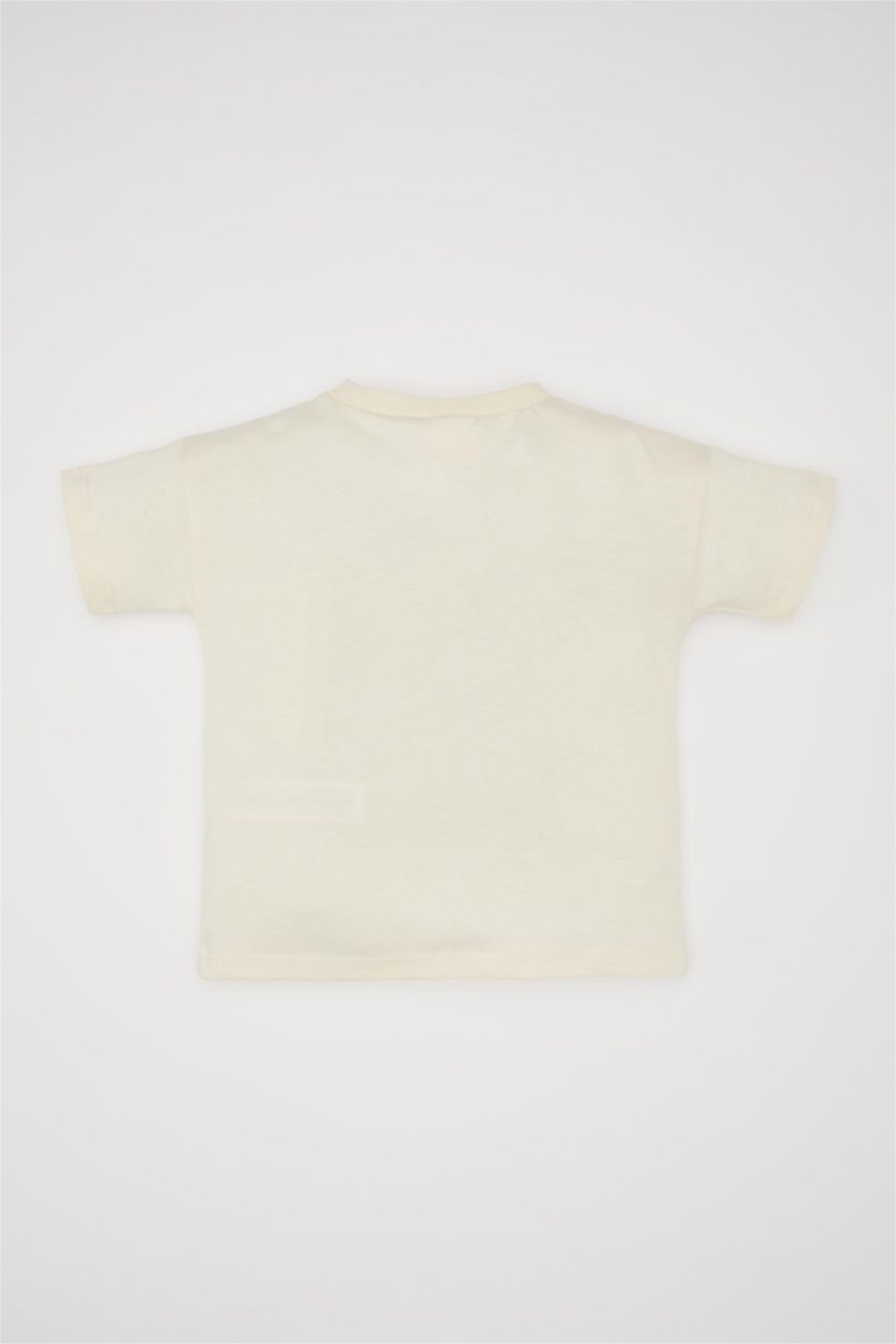 BABY BOY Light Stone Baby Boy Crew Neck Dog Printed Short Sleeve T-Shirt