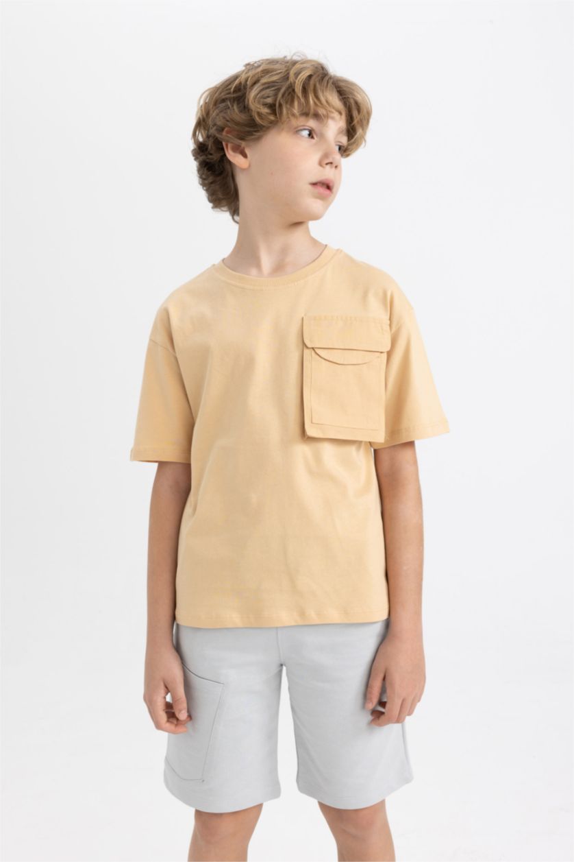 BOYS & TEENS Beige Boy Oversize Fit Short Sleeve T-Shirt