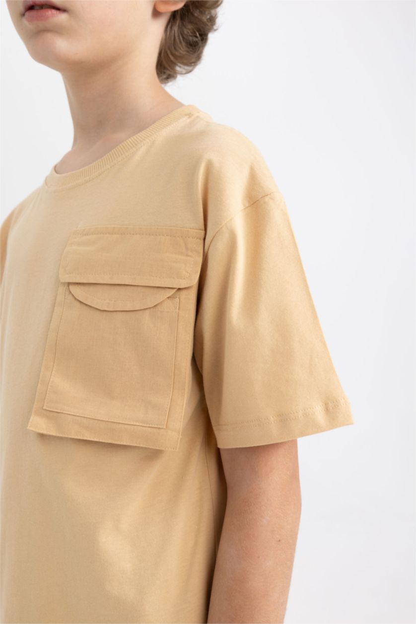 BOYS & TEENS Beige Boy Oversize Fit Short Sleeve T-Shirt