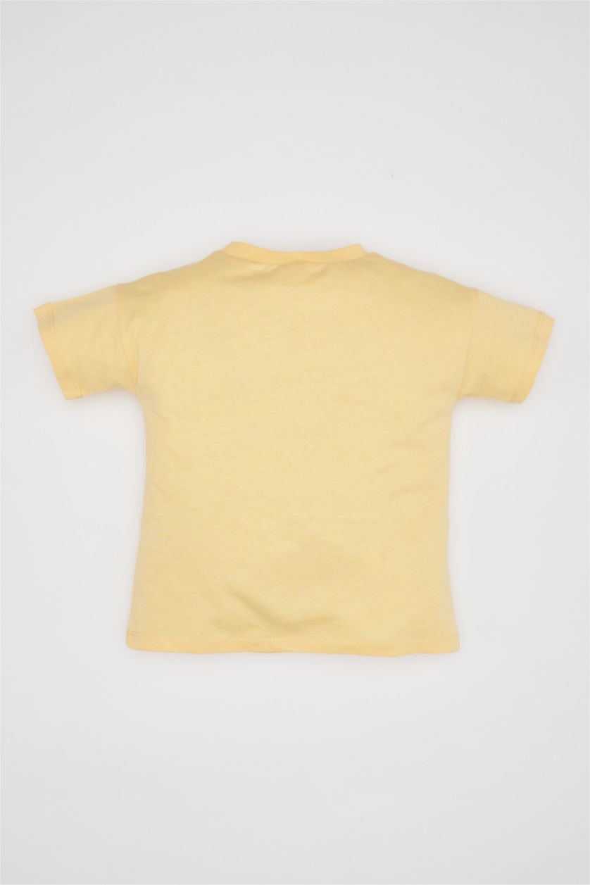 BÉBÉ GARÇON Jaune Clair T-Shirt à Manches Courtes Motif Palmier Col Rond pour Bébé Garçon