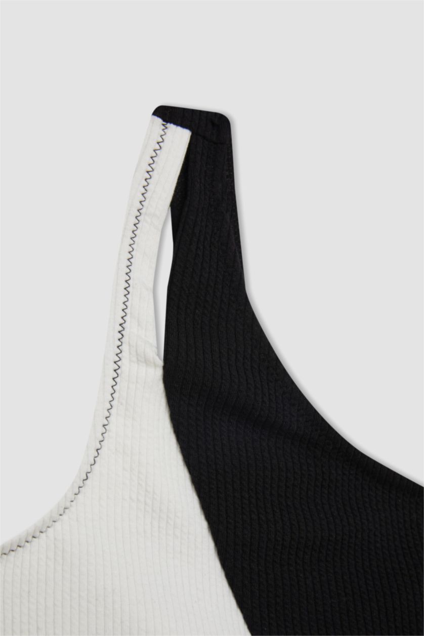 Kız Çocuk - Genç Kız Siyah Kız Çocuk Tek Omuzlu Bikini Takımı