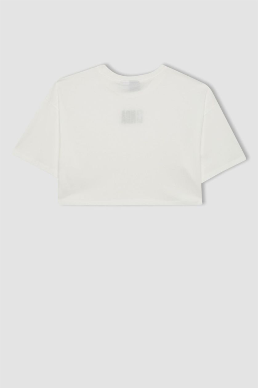 نساء بيج فاتح تيشيرت واسع مطرز برقبة مستديرة من NBA